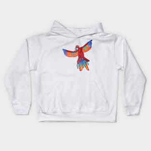 Red Majestic Flying Macaw Kids Hoodie